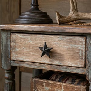 Star Knob, Weathered Cast Iron Farmhouse Cabinet Pull Hardware, 2.7"