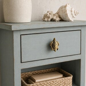 Sea Turtle Drawer Pull, Antique Gold Cast Iron Cabinet Knob, 2.5"