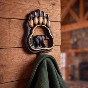 Bear Paw Wall Hook, Cast Iron Coat, Leash or Key Hook, 7.3"