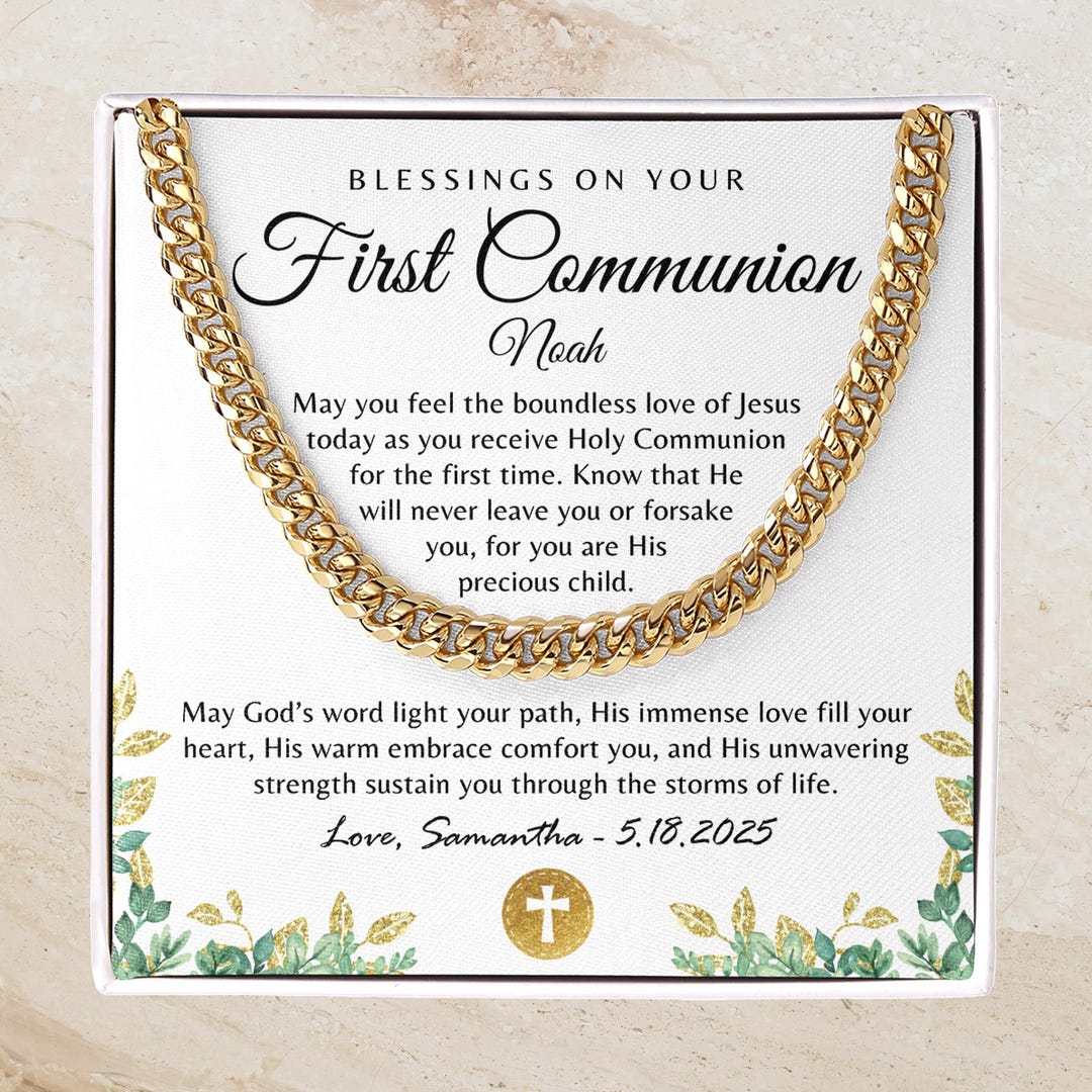 First Communion Chains Personalized First Communion Necklace for Boys, Catholic 1st Holy ...