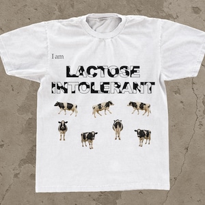 Lactose Intolerant Graphic T-Shirt, Funny Milk-Free Tee for , Casual Cotton T-Shirt, Quirky Foodie Humor Top