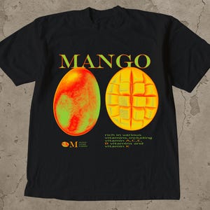 Mango Graphic Tee, Unisex-Schwergewichts-Mango-Baumwoll-T-Shirt, Tropische Sommerkleidung, lässiges Strandoutfit, lustiges buntes Grafik-T-Shirt