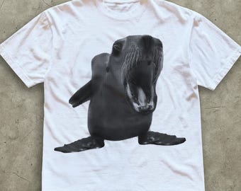 Camiseta vintage de león marino gritando, divertida camiseta con meme de foca, regalo para amantes de los leones marinos.