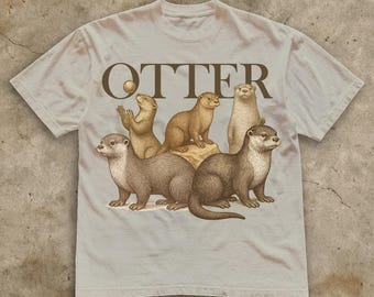 Vintage Otter Graphic Tee: Soft Heavyweight Cotton, Animal Lover Gift