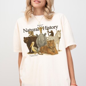 Vintage Museum of Natural History T-Shirt, Retro Safari Tee, Animal Print Cotton Top