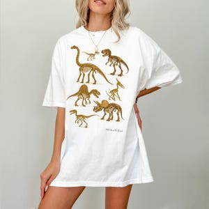 Vintage Dino Skeleton T-Shirt, Fossil Dinosaur Design, Retro Comfort Colours C1717 Tee