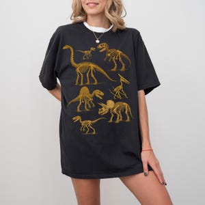 Vintage Dino Skeleton T-Shirt, Fossil Dinosaur Design, Retro Comfort Colours C1717 Tee