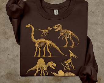 Vintage Dinosaur Skeleton Sweatshirt - Cozy & Unique Pullover for Dino Lovers
