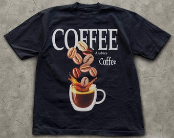Arabica Kaffee Grafik T-Shirt, Vintage Kaffeebohnen Design T-Shirt