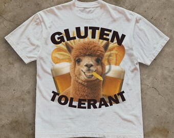 Retro Gluten Tolerant T-Shirt, Lama Gluten Graphic Cotton Tee