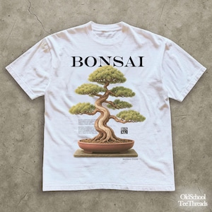 Bonsai Tree Graphic T-Shirt: Vintage Botanical Cotton Tee