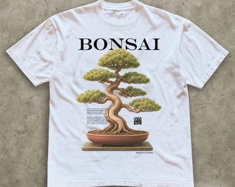 Bonsai Tree Graphic T-Shirt: Vintage Botanical Cotton Tee