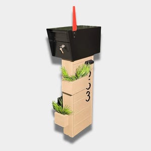 Modern Classic Composite Mailbox (Locking) with Floating House Address Numbers - Waterproof & Weatherproof Custom Design