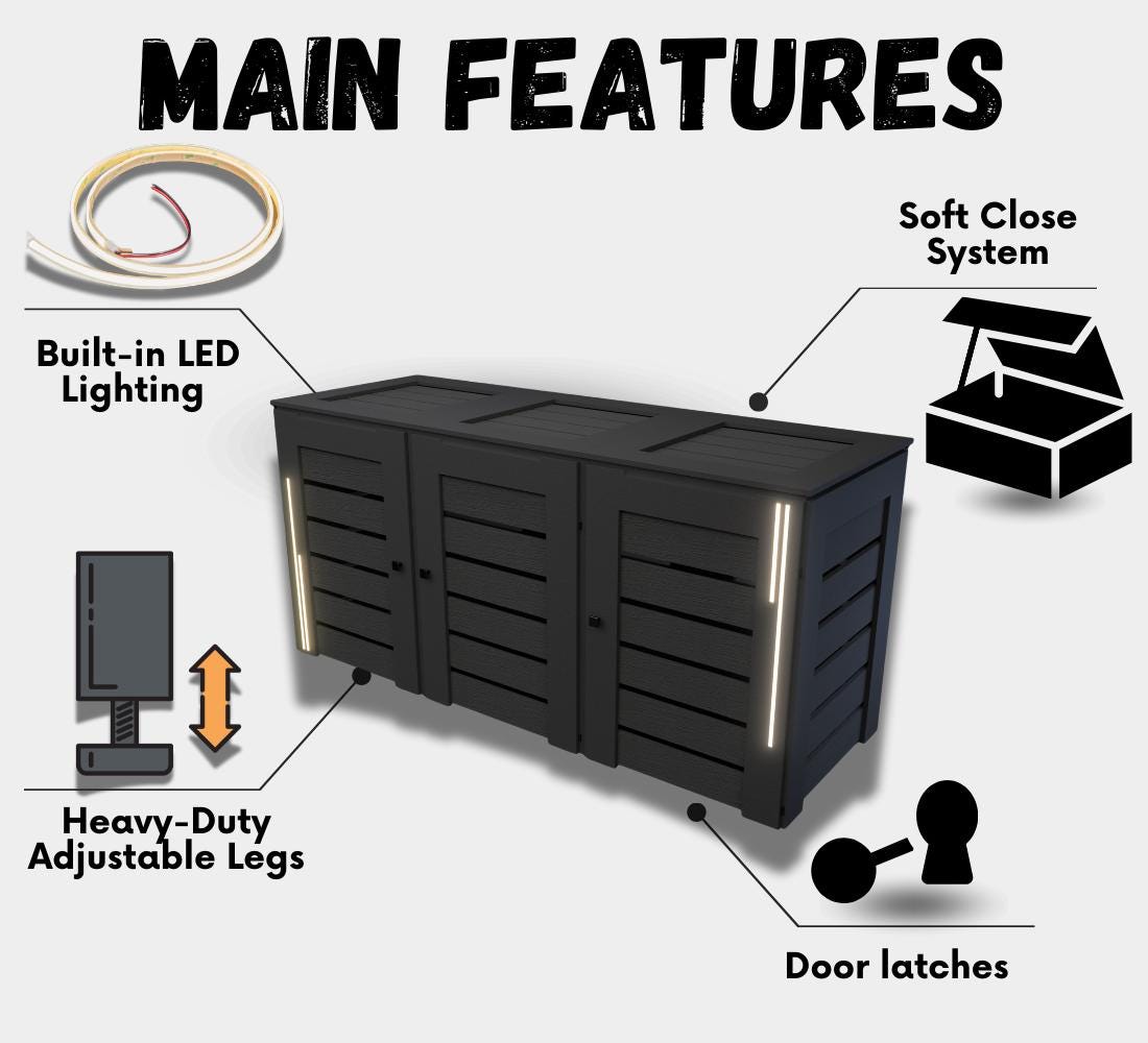 PVC-LED / Trash Can Enclosure for 3 Bins - Etsy