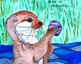 Otter Painting - Otter - Otter Watercolor - Otter Decoration - Otter Prints - Otter Lovers - Animal Artwork - Animal Painting - Watercolor