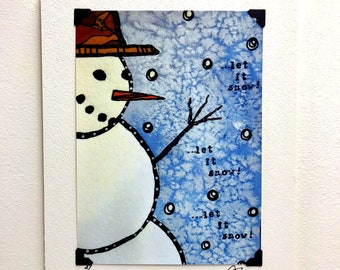 Snowman Art - Snowman Print - Snowman - Snowmen - Snowman Watercolor - Snow Print - Christmas Art - Christmas Decor - Christmas Print