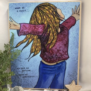 Little Girl - Girls Artwork - Girl Painting - Childrens Artwork - Childrens Decor - Girl  - Mothers Birthday - Graduation Gift - Girl Art
