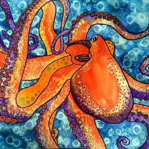 Octopus Watercolor Painting - Octopus Art - Octopus Print - Octopus Wall Art - Sea Animals - Octopus - Sea Animal Art - Watercolor Art