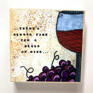 Wine Wall Art - Wine Watercolor Painting - Wine Illustration - Wall Art - Square Art - Friends Art