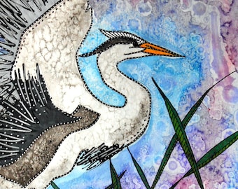 Heron Watercolor Art - Heron Painting - Heron - Heron Wall Art - Bird Wall Art - Birds - Bird Print - Bird Decor - Cottage Art - Herons