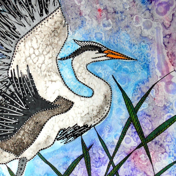 Heron Watercolor Art - Heron Painting - Heron - Heron Wall Art - Bird Wall Art - Birds - Bird Print - Bird Decor - Cottage Art - Herons