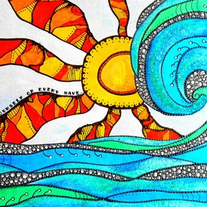 Ocean Watercolor - wave painting - waves crashing art - Wave Art - Lake Watercolor - cottage Art - Cottage Painting - Lake Waves - Lake Art