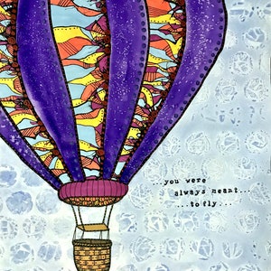Balloon Wall Art - Hot Air Balloon - Flying Wall Art - Wall Art - Sky Wall Art - Watercolor Print - Watercolor Painting -Peaceful Art