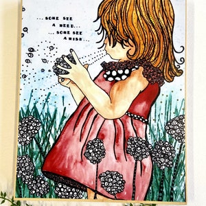 Little Girl Art - Girl Artwork - Girl Painting - Kids Artwork - Kids Bedroom Paintings - Whimsical Artwork - Kids Paintings - Whimsical