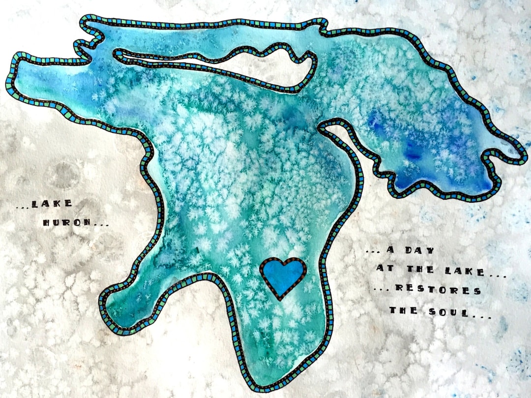 Lake Huron Lake Huron Art Lake Huron Watercolor Lake Huron Wall Art