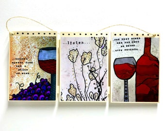 Wine Wall Art - Wine Painting -Friend Gift - Wine Gift - Wine Lover - Fall Tree - Wine Watercolor Print - Watercolor - Best Friend Art