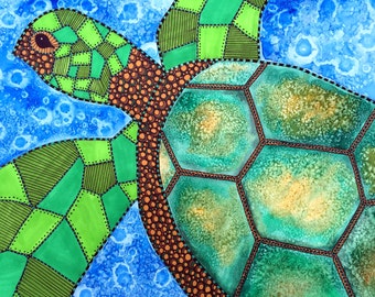 Sea Turtle Painting - Turtle Watercolor - Sea Turtle Art - Turtle Art - Turtle lover - Turtle Wall Art - Turtle Prints - Sea Animals Art