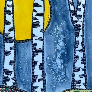 Art Poster - Watercolor Poster - Moon Poster - Moon Art - Poster - Art Print - Whimsical Poster - Birch TreesArt -  Nature Wall Decor - Art