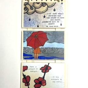 Inspirational Wall Art - Quote Wall Art - Whimsical Wall Art - Rainy Painting - Wall Plaque - Umbrella Art - Spring Art - Spring Decor