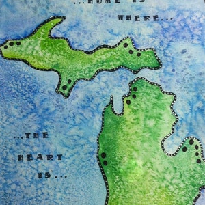 Michigan Kunstdruck - Michigan Heart - Hear of Michigan Art - Michigan Home Art - Michigan Aquarell Kunstdruck - State Art Prints