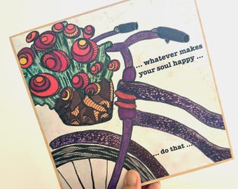 Happy Soul Wall Art – Whimsical Watercolor Sign, Inspirational Quote