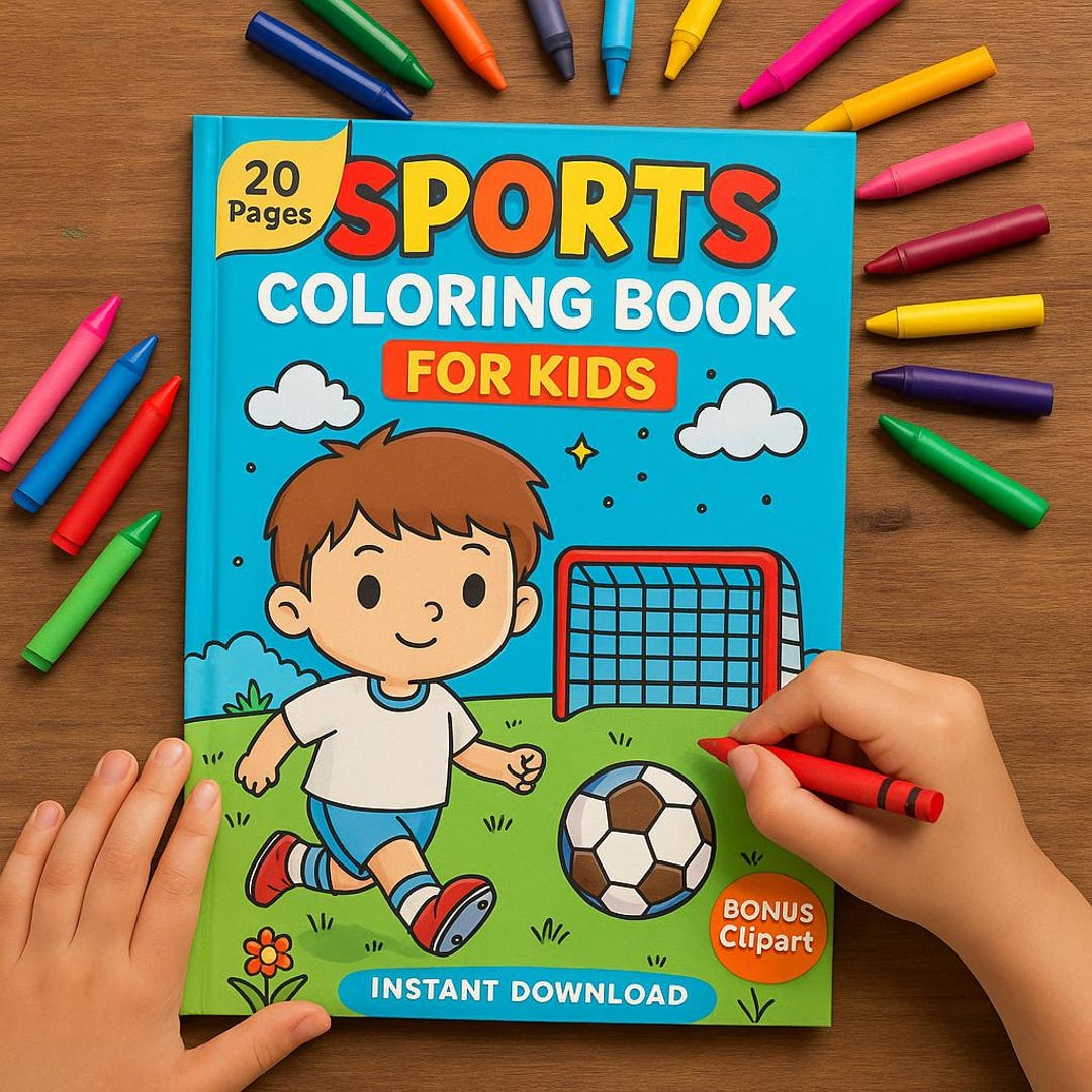 Sports Coloring Book for Kids: 20 Printable Activity Pages (PDF) - Etsy