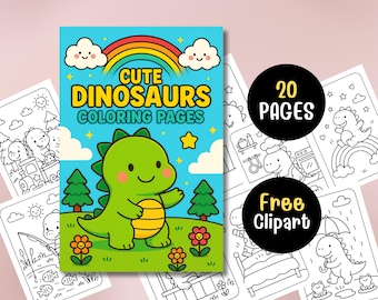 Dinosaur Coloring Book: 20 Fun Dino Pages | Toddler Printable Activity Book | PDF