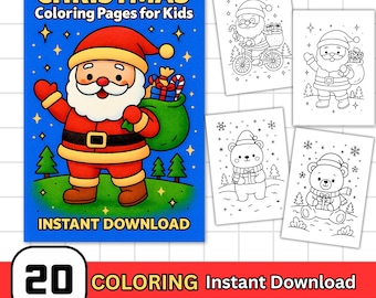 Christmas Coloring Pages for Kids | 20 Printable Designs (Digital Download)