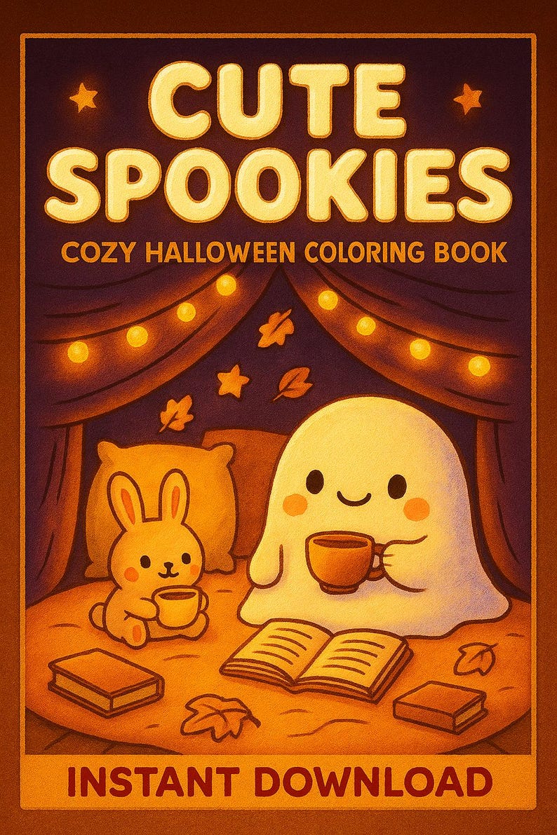 Halloween Coloring Pages, 20 Spooky Cute, Cozy & Comfy With Little ...