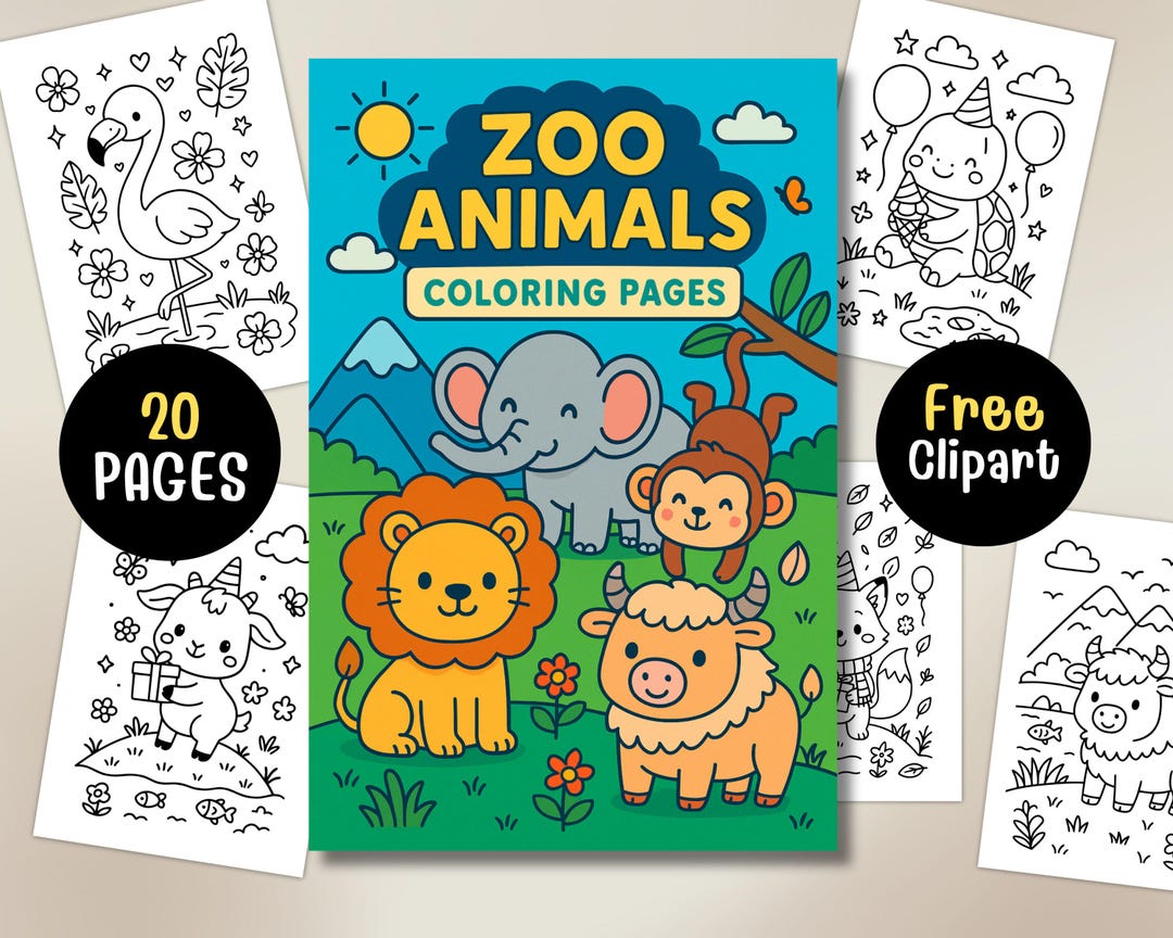 Zoo Animals Coloring Book: Jungle & Safari Creatures (printable PDF) - Etsy