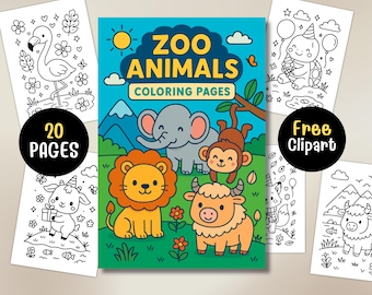 Zoo Animals Coloring Book: Jungle & Safari Creatures (Printable PDF)