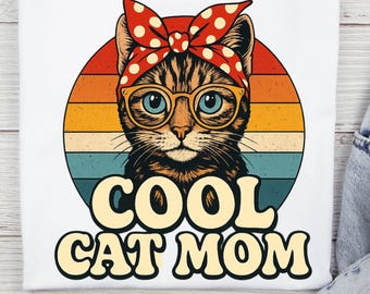 Mamá gata vintage PNG, regalo retro para amantes de los gatos (descarga digital)