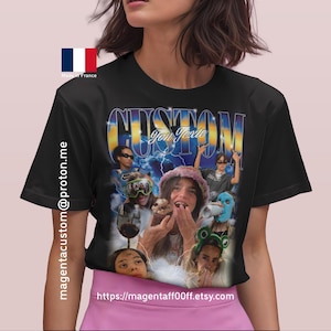 T-shirt personnalisé Rap Bootleg, Tee-shirt photo femme, Cadeau anniversaire, Teeshirt personnalisable, Selfie, 100% Coton