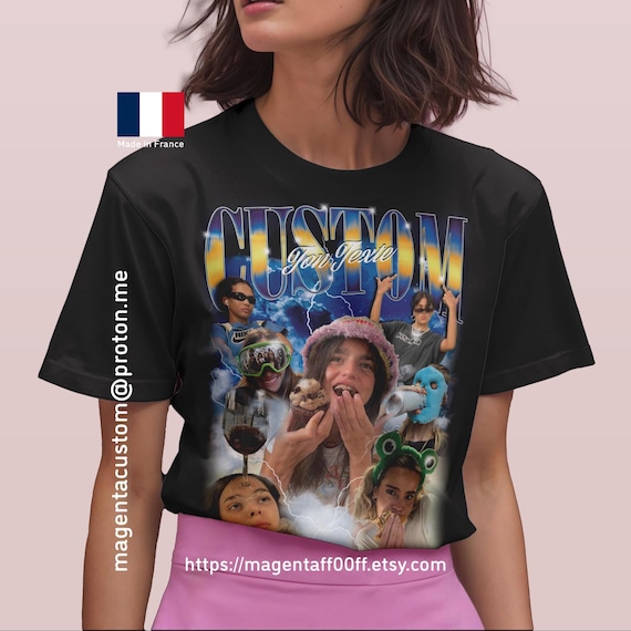 T-shirt personnalisé Rap Bootleg, Tee-shirt photo femme, Cadeau anniversaire, Teeshirt personnalisable, Selfie, 100% Cotton