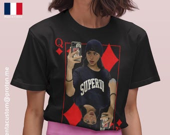 Camiseta de naipes personalizada, camisa de reina personalizada, camisa de foto personalizada, jeu de cartes, camiseta carte personnalise, camiseta femme personnalisé