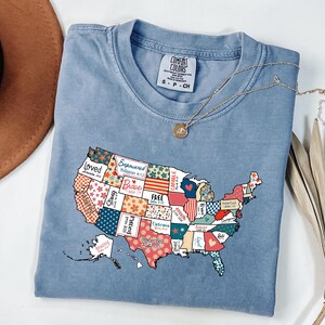 Comfort Colors® Christliches Shirt mit USA-Karte, Vaterländisches Bibel-Vers-T-Shirt, Glaube American Apparel, christliches USA-Top, religiöses Kartendesign