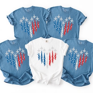 Comfort Colors 4th of July Shirt: Patriotic Jet Heart Design