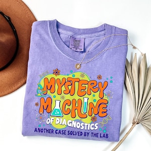 Chemise Mystery Machine of Diagnostics : t-shirt technique de laboratoire rétro