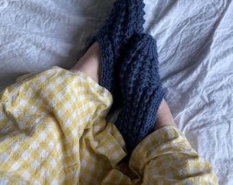 Cozy Hand-Knitted House Slippers, Soft Warm Indoor Socks, Chunky Home Shoes, Hygge Knit Footwear