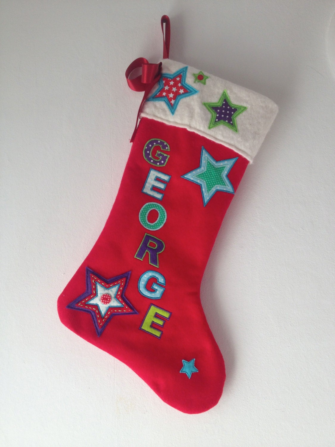 Luxury Christmas Stocking. Personalised with name.